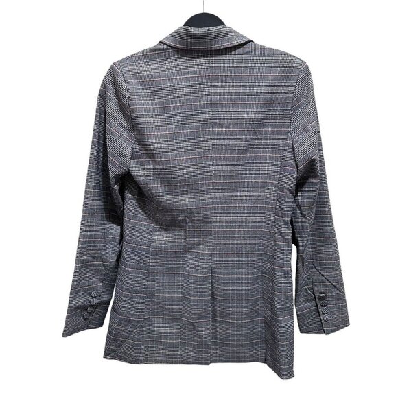 Olia Blazer Size S Black Red Plaid Double Breasted Covered‎ Button Suit Jacket - Picture 3 of 9